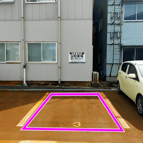 長岡市の整体院Lines.の専用駐車場3番の位置と駐車スペース