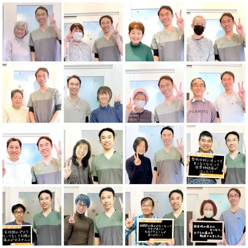 腰痛ケアスタジオLines.をご利用いただいたお客様との写真