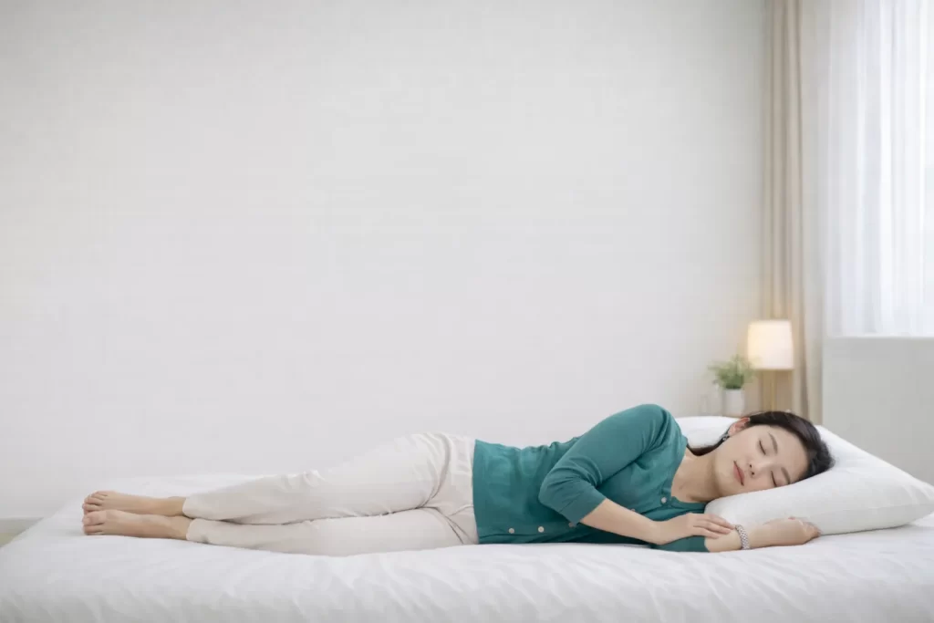 腰に負担をかけない横向き寝姿勢｜肩幅に合った枕の高さ